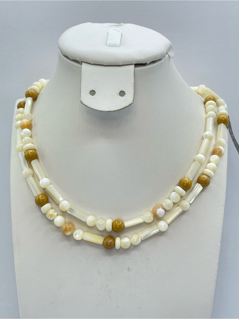 Monet Mother of Pearl Beaded Necklace Boho Coastal Statement NWT Glam